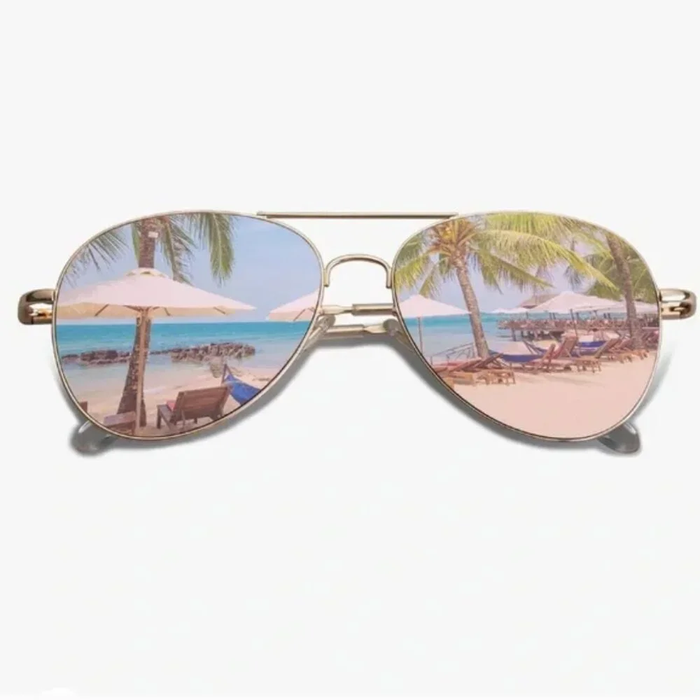 NWT Classic Aviator Sunglasses for Women Men Metal Spring Hinges